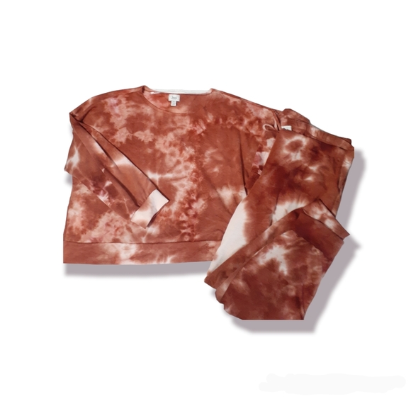 Womens plus sz XXL 2 pc Jogger outfit pants, top new Rust white color - Picture 2 of 5